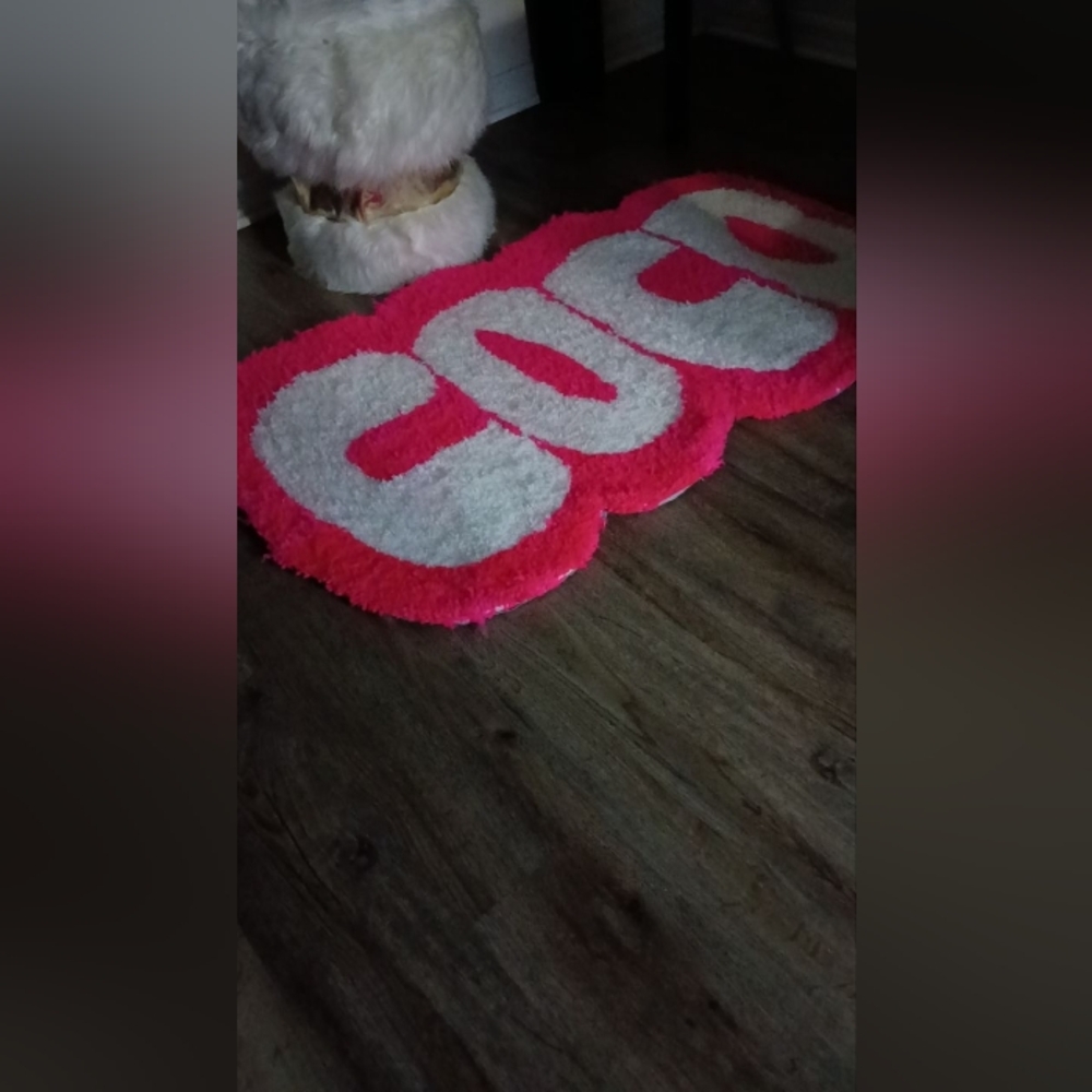 Coco Pink and White Custom Rug - Picture 3 of 4
